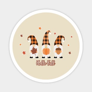 Say Hello Fall with cute gnomes with fall leaves Magnet